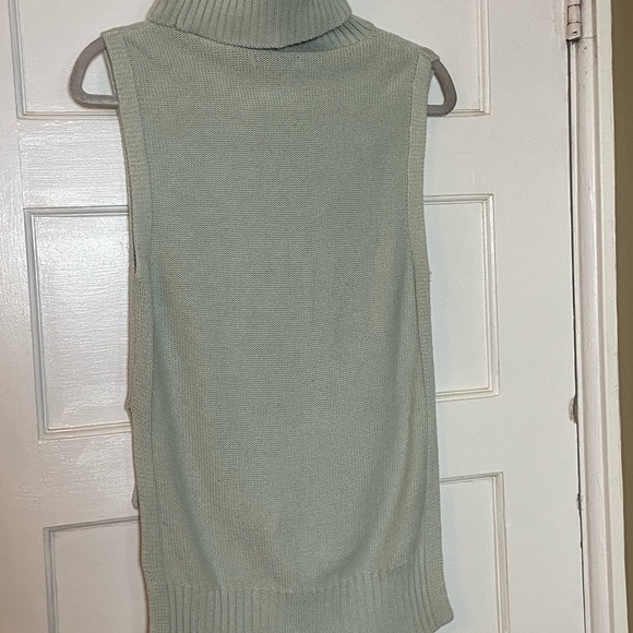 Women's Sleeveless Turtleneck Sweater - Mint Green - Picture 2 of 4